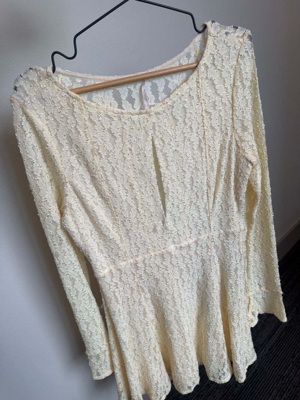 Free People Cream Lace Mini Dress Boho Romantic Size M - Picture 9 of 15